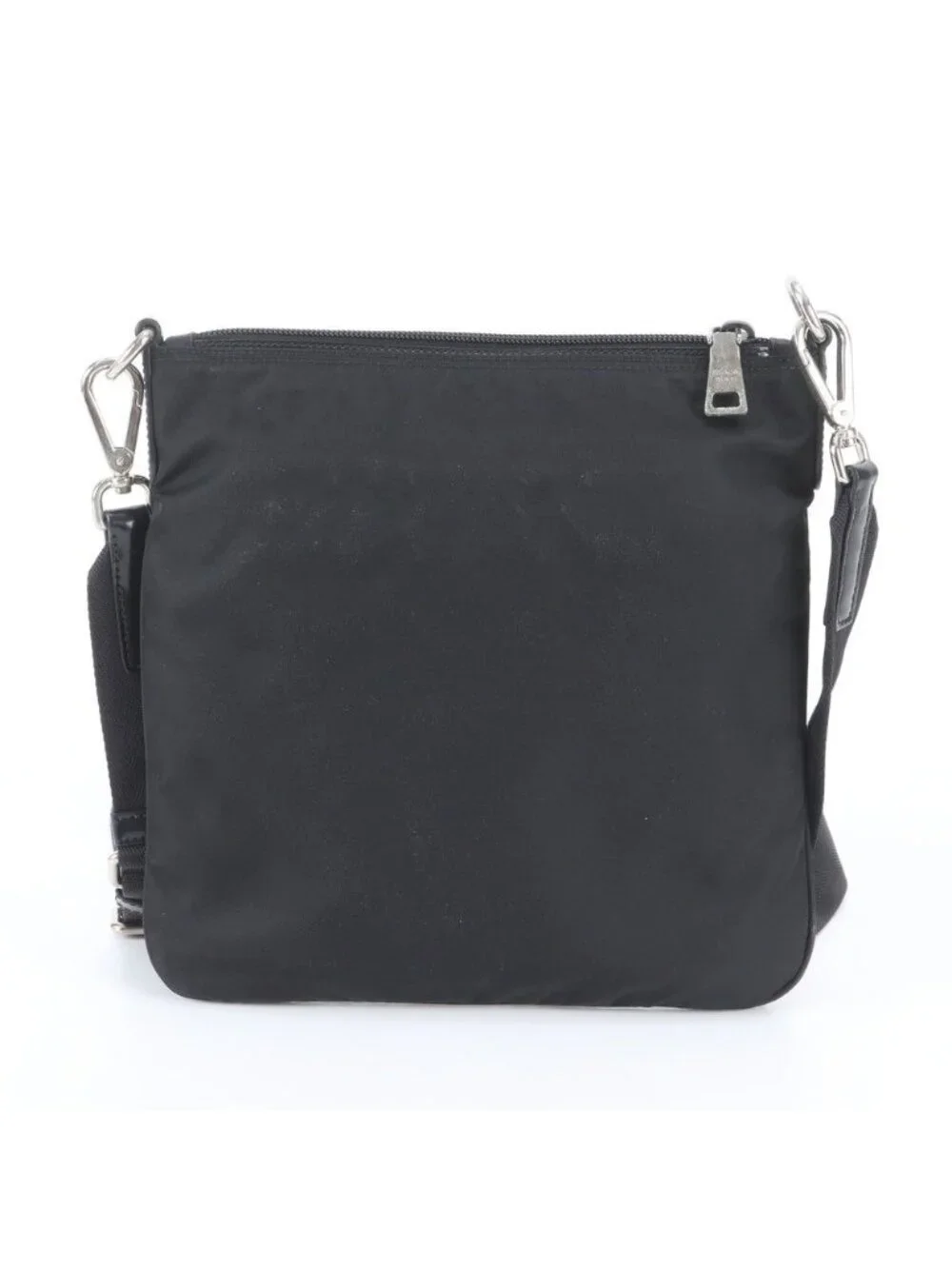 Prada White Tag Tessuto Nylon Triangle Logo Leather Shoulder Bag Crossbody
